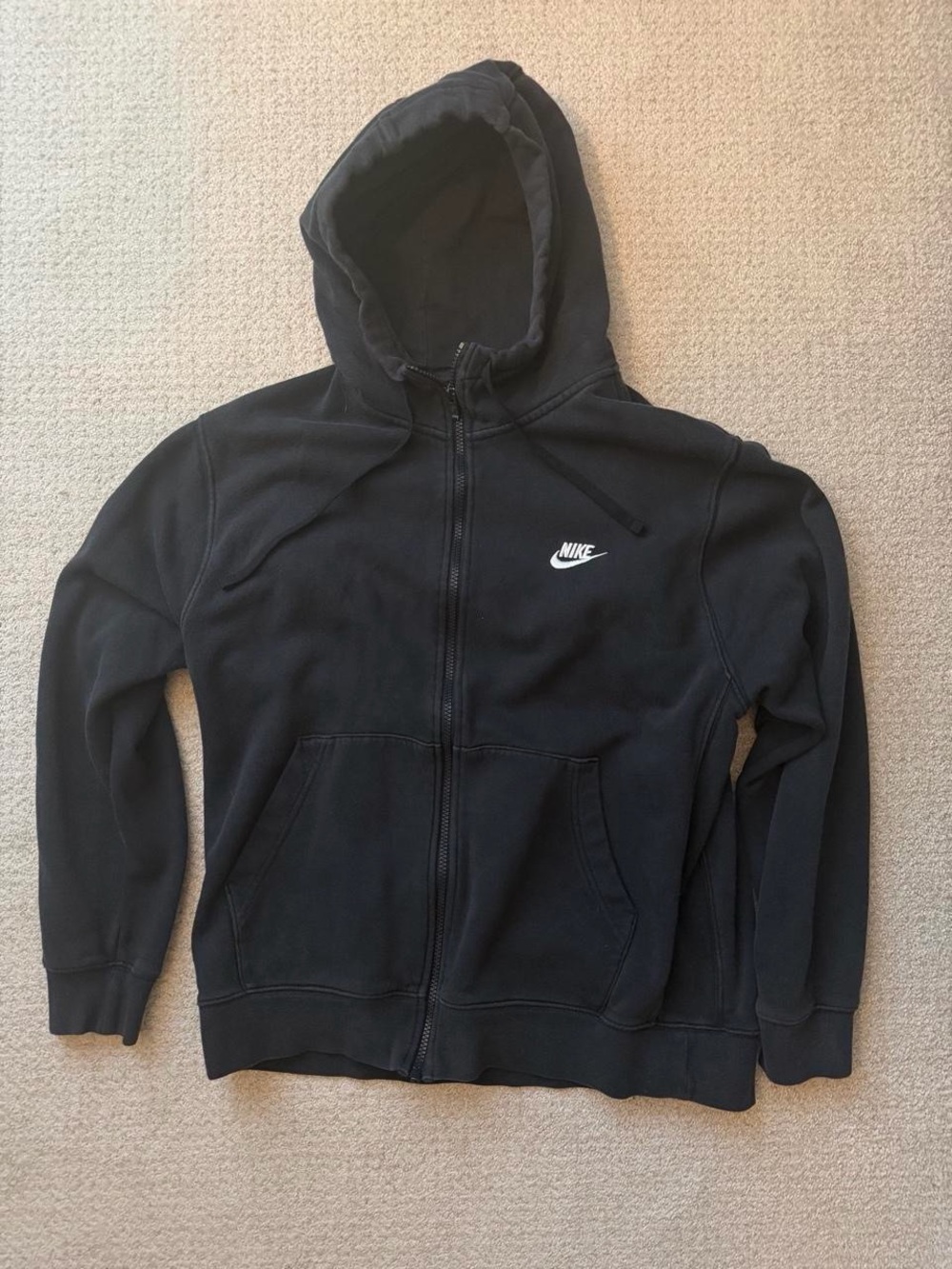 Nike Black Full-Zip Hooded Sweatshirt with White Swoosh
